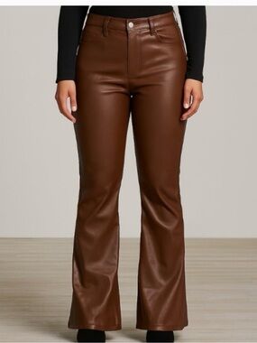 Altar'd State Chocolate Brown Faux Leather Flare Pants